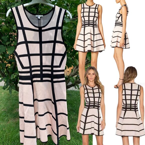 RONNY KOBO Window Stretch Knit Dress - Pale Pink & Black - Sz L - Picture 1 of 14